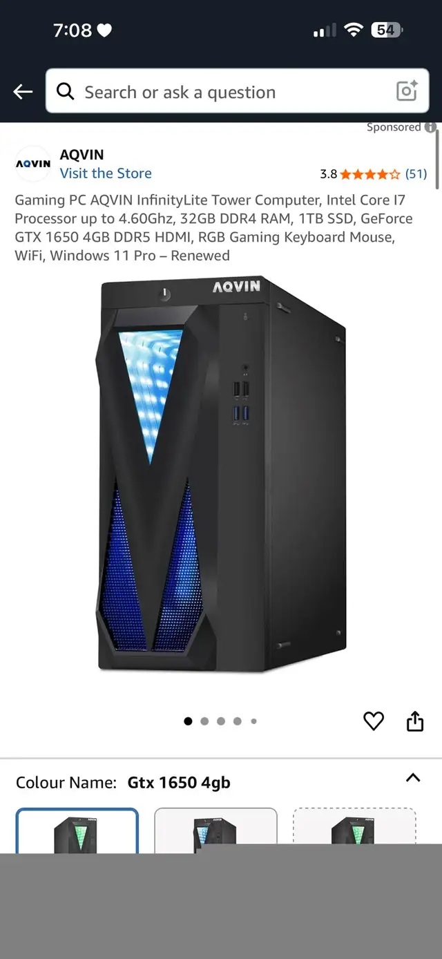 AQVIN InfinityLite Gaming PC - GTX 1650 i7 in Desktop Computers in Mississauga / Peel Region - Image 3