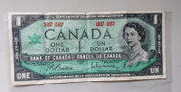 Vintage 1867 1967 Canadian one Dollar Bill Note Circulated Bill