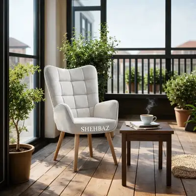 Beige Wingback Accent Chair, View more