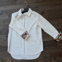Women White Shirt with Riches Embroidered Cuff Design