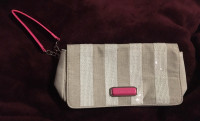 Victoria’s Secret makeup bag ,wristlet pink/ off white 