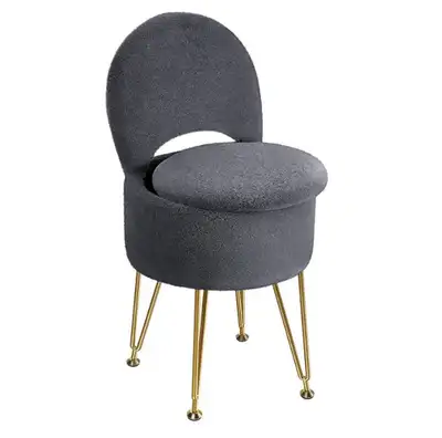 New Faux Fur Soft Vanity Stool Ottoman with Storage  Grey, View more