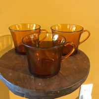 Vintage 1970s Duralex Amber mug set of 3
