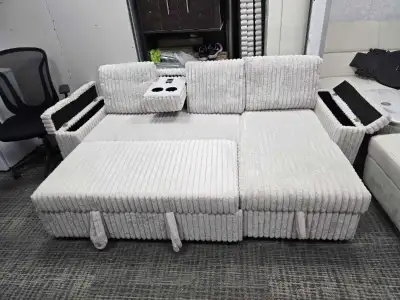 Brand New Corduroy Pullout sofa bed, View more