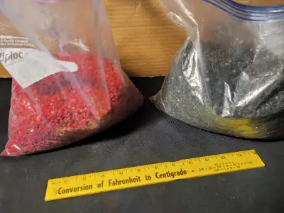 Aquarium gravel red and black $5 each bag, View more