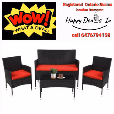 Create a cozy outdoor seating area with this stylish 4-piece black rattan patio furniture set, compl...