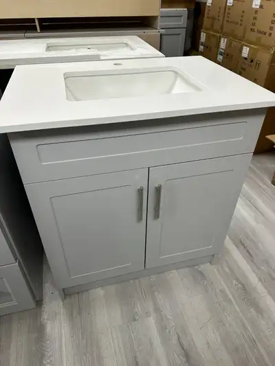 30” Vanity (No Drawers) + Quartz Countertop –, View more