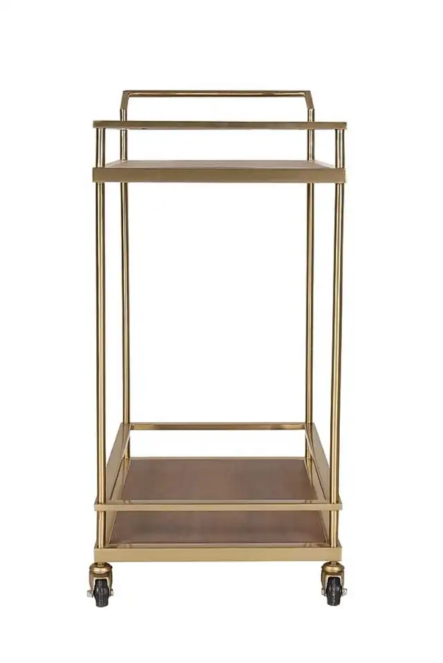 Rolling Bar Cart: Antique Gold Metal Frame w/Wood accent Shelves in Other in City of Toronto - Image 6