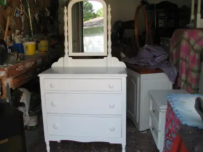 Rustic solid wood dresser in simply white, View more
