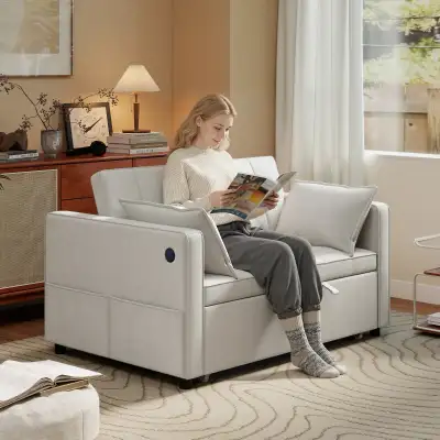 3‑in‑1 Convertible Sofa Bed, Pull Out Sleeper Sofa， USB Charg, View more