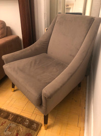 Comfy grey velvet armchair