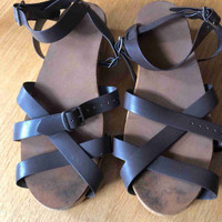 Vintage 1950s FLEXICLOGS: Articulated Wooden Sole Strappy Sandal