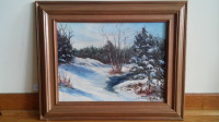 Gorgeous antique Canadian winter oil painting.