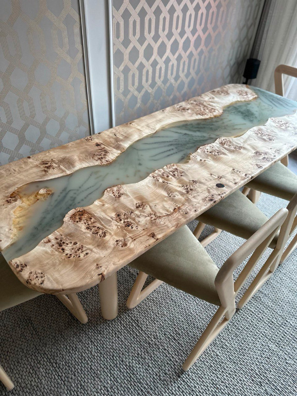New Dining Table - Solid Mappa Burl with Misty Flora River in Dining Tables & Sets in Mississauga / Peel Region - Image 3