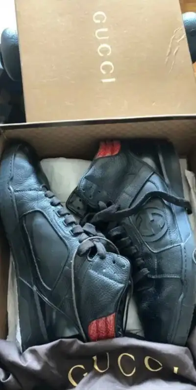 100% Authentic  Gucci Leather High-Top Sneaker w/Snakeskin US 10, View more