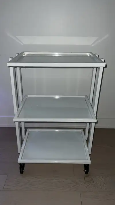 Chariot esthétique blanc avec roulettes – 3 étagères, View more