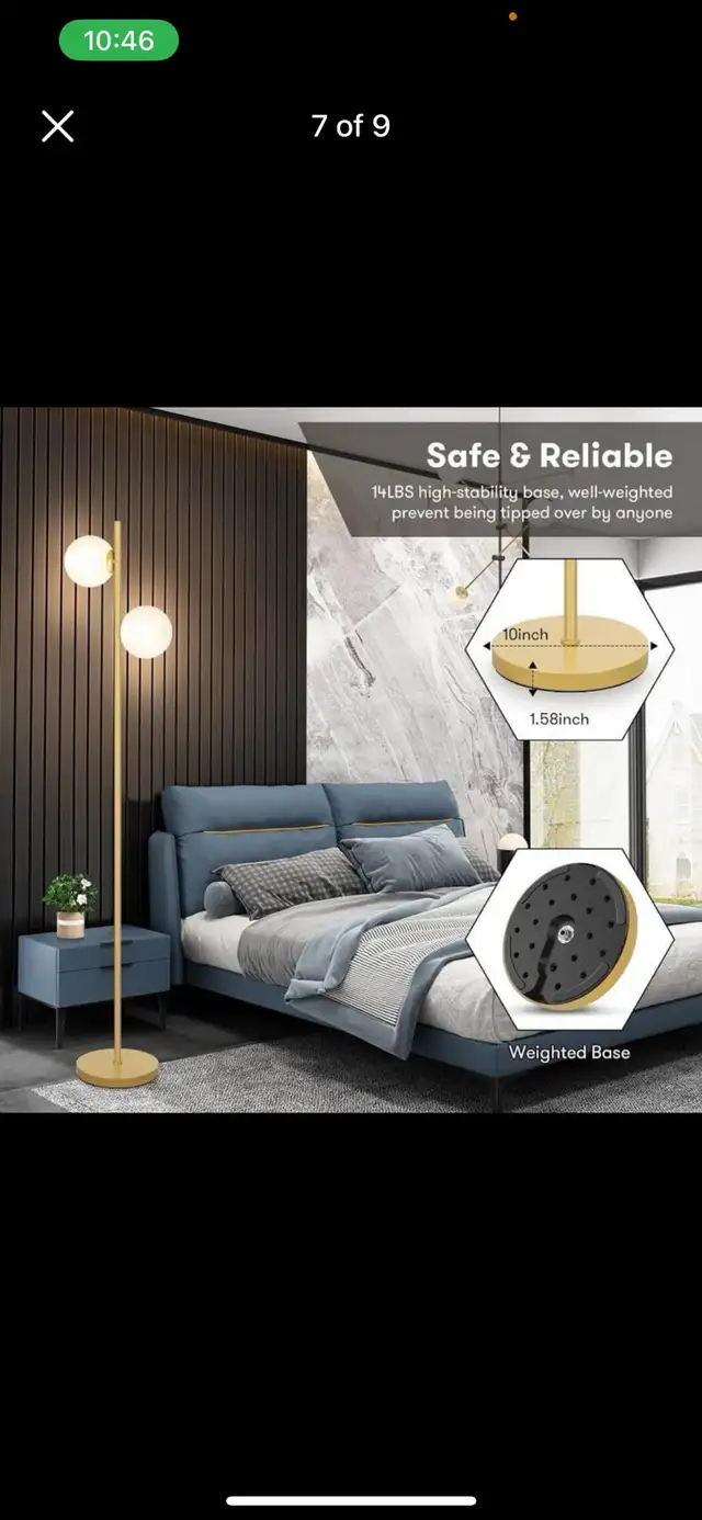 Mid Century Modern 2 Frosted Glass Globe Floor Lamp for Living R in Indoor Lighting & Fans in Hamilton - Image 9