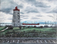 St.Lawrence Seaway Art.  Battle of the Windmill painting