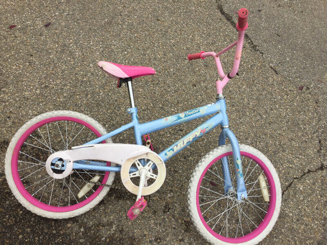 Tiny girls bike, pink and white sparkle heart, $20 in Kids in St. Albert