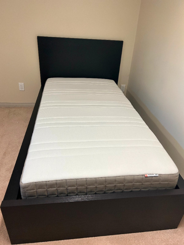 IKEA, Twin Malm Bed Frame, slats, and Haugesund spring mattress. Beds