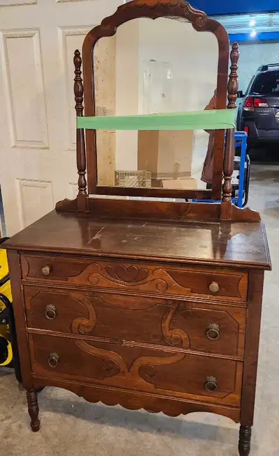 Antique 3 Drawer Dresser with Mirror , View more