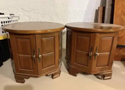 wood end table / drum table, View more