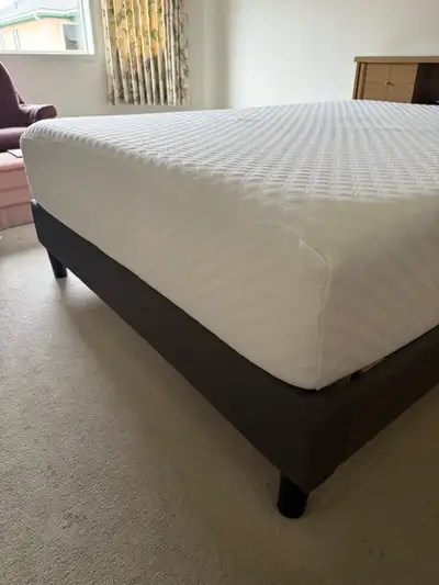 Queen Size 12” Gel Memory Foam Matress and Platform Bed Frame, View more