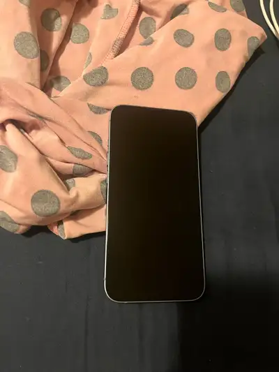 iPhone 14 baby blue with case and charger, View more