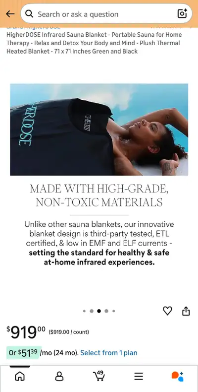 NEW: Infrared Sauna Blanket Portable 71"x71" Thermal Heated blk, View more