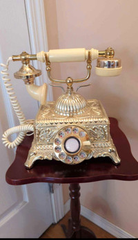 Vintage Victorian Rotary Corded Phone Gold 1933