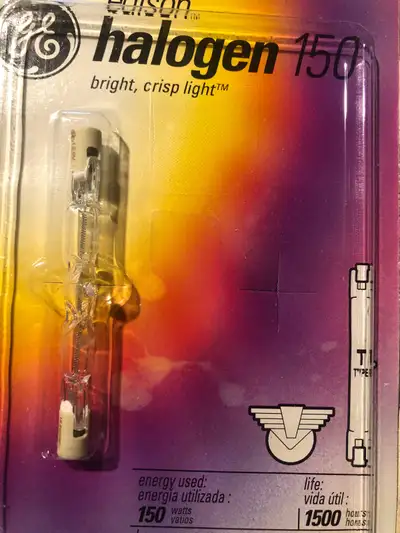 New Edison Halogen 150 or 100 bright crisp light Type T Base R7S 1 for 6 2 for $10