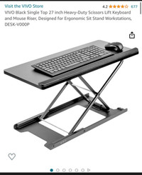 27 inch Heavy-Duty Scissors sit stand Keyboard and Mouse Riser