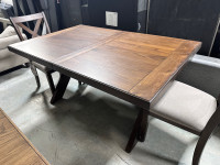 80” dining table with leave and 6 chairs 