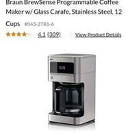 Braun BrewSense Programmable Coffee Maker w/ Glass Carafe