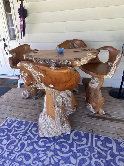 Teak table and barstools from Bali, View more