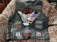 Rare bike leather vest with patches Size L