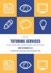 Tutoring Services K-12 (English, French, Math, and Science)