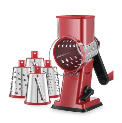 New Vegetable/Cheese Grater with 4 Interchangeable Blades/red, View more