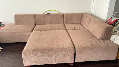 Selling a used sectional couch. Light brown in colour. Comes from a smoke free and pet free home. Th...