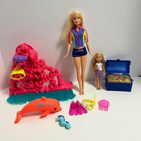 Barbie doll bathtub dolphin treasure set