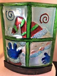 Christmas Stained Glass Window Candle Holder