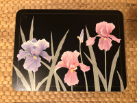 Vintage Pimpernel Cork Backed Placemats x 6 Black With Iris