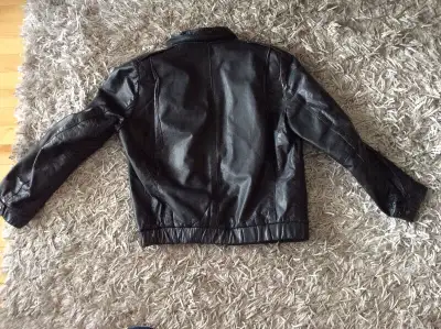 Manteau vrai cuir noir unisexe pour enfant ou adolescent, View more