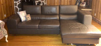 Brown leather sectional 