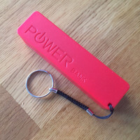 USB 2000mAh External Battery Power Bank with Key Chain Red