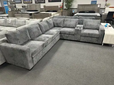 7 Seater Corduroy Sofa with Cup Holders Now on Sale , View more