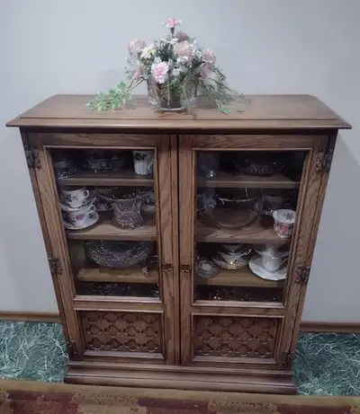 Display cabinet with glass doors, View more
