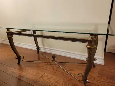 Large glass top coffee table, View more