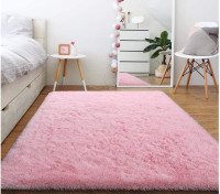 Soft Fluffy Area Rug for Living Room Bedroom, 4x6 Feet Pink Plus
