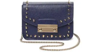 Furla Julia Studded Leather Mini Crossbody Bag, Navy color Like new condition, used only once Protec...